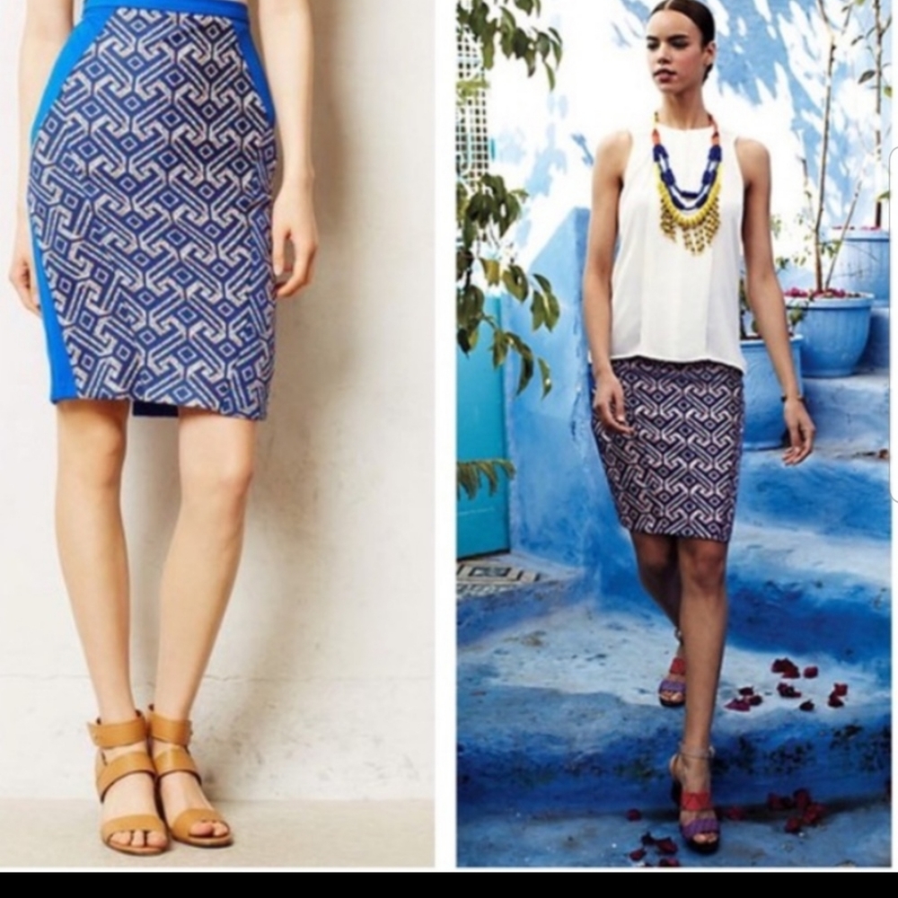 Anthropologie Eva Franco Blue Saidia Pencil Skirt